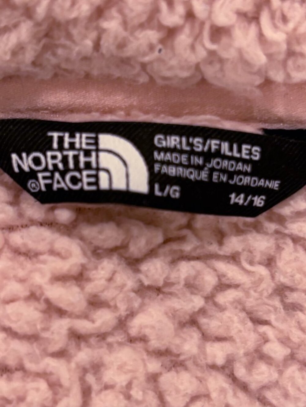 The North Face Girls Large Pink Sherpa Fleece Jacket Cozy Zip Up - Picture 5 of 9